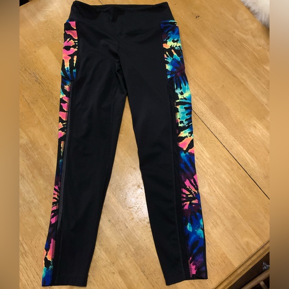 Victorias Secret PINK Active Black Multicolor Leggings PANTS Pockets size M - Picture 2 of 12